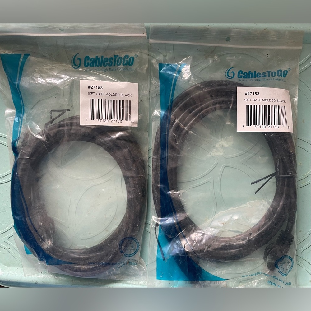 2 PACKS- NEW CABLES | CAT6 Ethernet Cable | Black, 10FT | UTP, 10GBPS